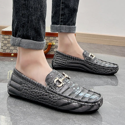 Scarpe Casual da uomo in pelle verniciata di alta qualità scarpe da guida di marca mocassini con motivo a coccodrillo maschile per scarpe basse mocassino da uomo