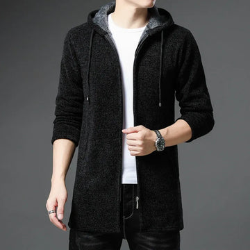 New Arrival Knitted Sweater Men Spring Autumn Casual Fleece Cardigan Men Sweaters Winter Coats Hooded Jacket Solid Color