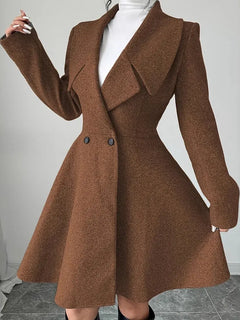 Women Woolen Coats Long Sleeve Turn-down Collar Jackets Ladies Autumn Winter Outerwear Coat