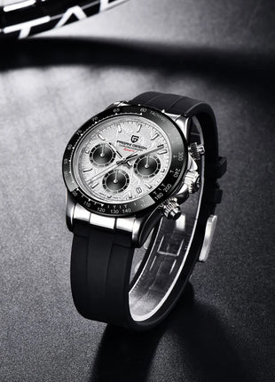 Nuovo Orologio da Uomo PAGANI DESIGN Cronografo di Lusso in Oro Rosa, Quadrante Blu Ghiaccio 40mm, Vetro Zaffiro, Impermeabile 100M, Cinturino in Gomma, Orologio Sportivo Maschile + CONFEZIONE REGALO