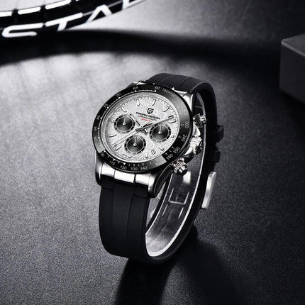 Nuovo Orologio da Uomo PAGANI DESIGN Cronografo di Lusso in Oro Rosa, Quadrante Blu Ghiaccio 40mm, Vetro Zaffiro, Impermeabile 100M, Cinturino in Gomma, Orologio Sportivo Maschile + CONFEZIONE REGALO