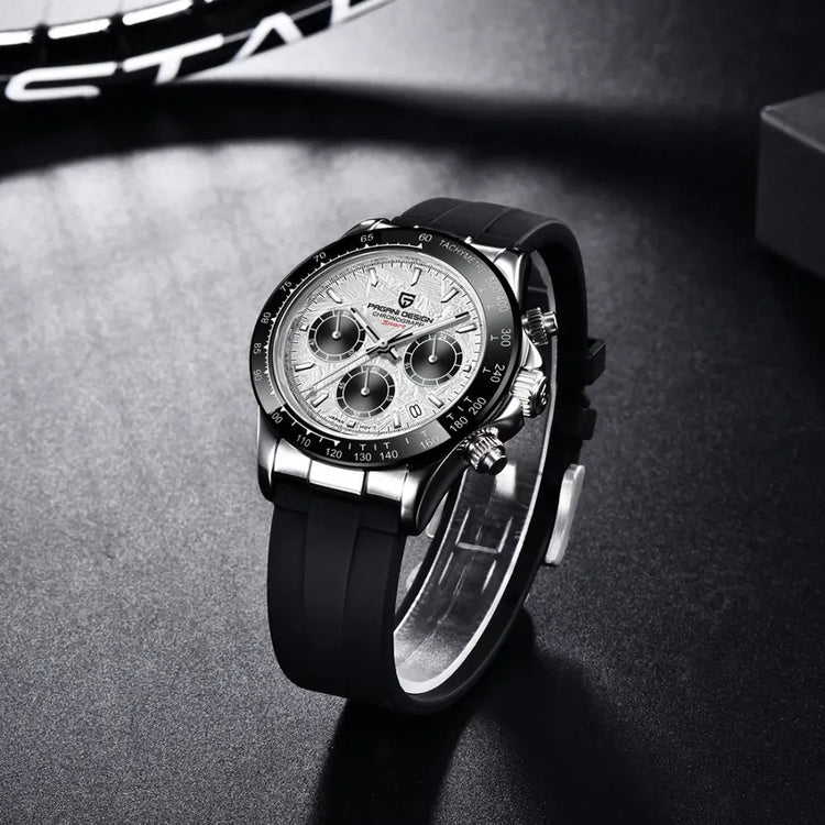 Nuovo Orologio da Uomo PAGANI DESIGN Cronografo di Lusso in Oro Rosa, Quadrante Blu Ghiaccio 40mm, Vetro Zaffiro, Impermeabile 100M, Cinturino in Gomma, Orologio Sportivo Maschile + CONFEZIONE REGALO