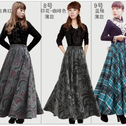 TIYIHAILEY-Women's Long Maxi Thick A-line Skirts, Elastic Waist, Plaid Woolen Skirts, Warm with Pocket, Winter, New Custom Made PlatiNum