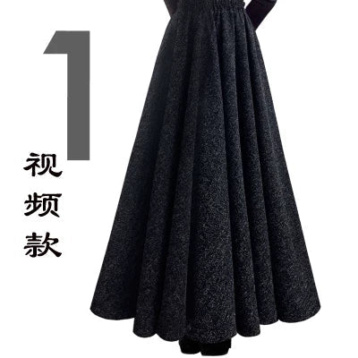 TIYIHAILEY-Women's Long Maxi Thick A-line Skirts, Elastic Waist, Plaid Woolen Skirts, Warm with Pocket, Winter, New Custom Made PlatiNum