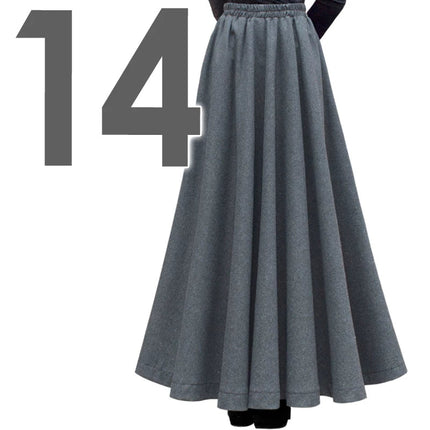 TIYIHAILEY-Women's Long Maxi Thick A-line Skirts, Elastic Waist, Plaid Woolen Skirts, Warm with Pocket, Winter, New Custom Made PlatiNum