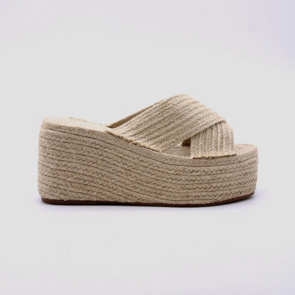 Soraia Shoes Women's Platform Sneakers Open Toe and Open Heel Wedge Sandals Summer High Heel Espadrilles Jute Shoes Summer Fashion Young Fashion PlatiNum