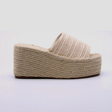 Soraia Shoes Women's Platform Sneakers Open Toe and Open Heel Wedge Sandals Summer High Heel Espadrilles Jute Shoes Summer Fashion Young Fashion PlatiNum