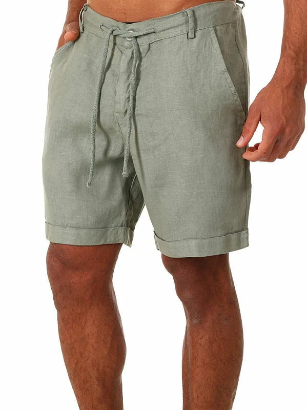Nuovi uomini primavera tasche Casual pantaloni pantaloncini bottoni corti uomo Bodybuilding pantaloncini da uomo pantaloncini da corsa in lino di cotone bermuda platinumshop