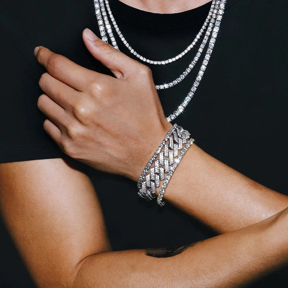 3Mm-5Mm Iced Out Bling 5A Cubic Zirconia1 Fila Collana a catena da tennis Uomo Gioielli Hip Hop 5A Collana da uomo e da donna Trasporto di goccia