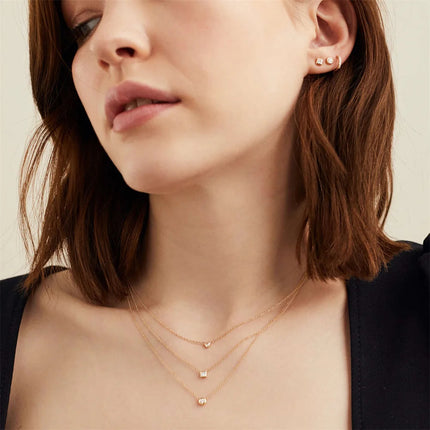 DPLAOPA 925 Sterling Silver Gold Solo trilioni Pave CZ zircone cuscino collana lunga catena pera Choker donne monete di lusso gioielli PlatiNum