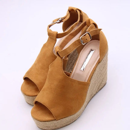Soraia Shoes, Jute Wedge Sandals, Platform Sandals, Jute and ANEL Sandals for Women, Summer 2023, High Wedges with Ankle Closure, Wedges with Buckle Closure, wedges with the tip uncovered PlatiNum
