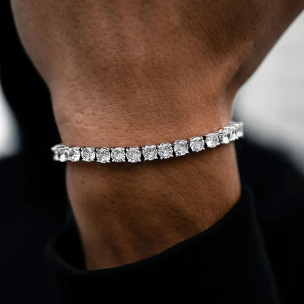 Gioielli Hip Hop Cubic Zirconia ghiacciata Catena da tennis ghiacciata Collana bling placcata oro 18 carati per le donne Logo laser personalizzato gratuito