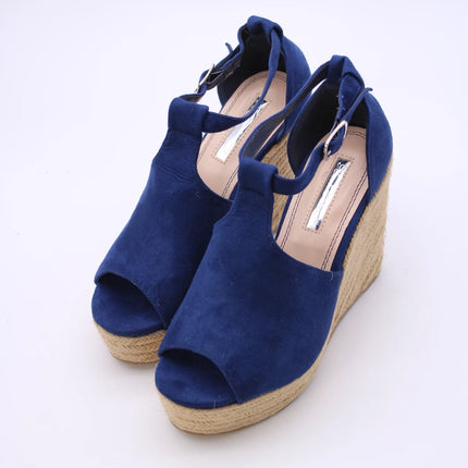 Soraia Shoes, Jute Wedge Sandals, Platform Sandals, Jute and ANEL Sandals for Women, Summer 2023, High Wedges with Ankle Closure, Wedges with Buckle Closure, wedges with the tip uncovered PlatiNum