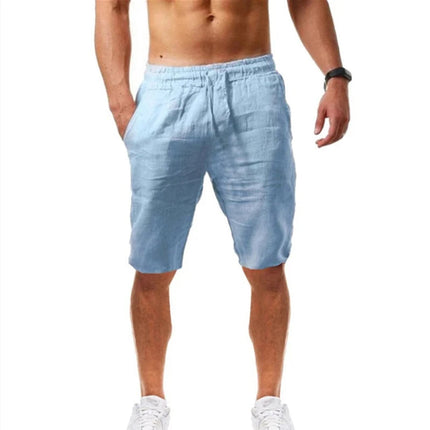 Nuovi uomini primavera tasche Casual pantaloni pantaloncini bottoni corti uomo Bodybuilding pantaloncini da uomo pantaloncini da corsa in lino di cotone bermuda platinumshop