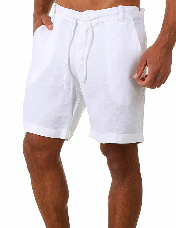 Nuovi uomini primavera tasche Casual pantaloni pantaloncini bottoni corti uomo Bodybuilding pantaloncini da uomo pantaloncini da corsa in lino di cotone bermuda platinumshop