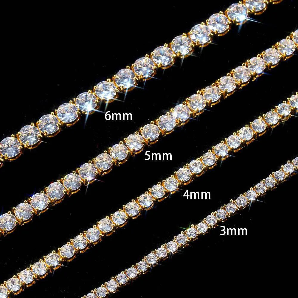 3Mm-5Mm Iced Out Bling 5A Cubic Zirconia1 Fila Collana a catena da tennis Uomo Gioielli Hip Hop 5A Collana da uomo e da donna Trasporto di goccia