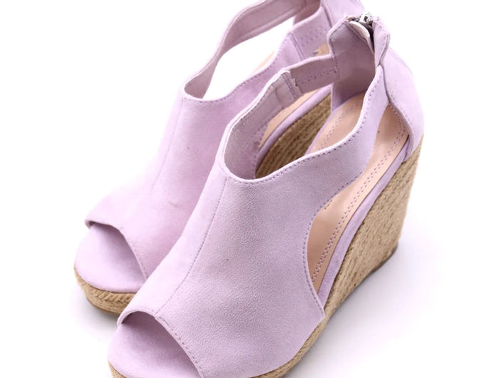 Soraia shoes Women's Suede Sandals with Wedge and zipper on the Heel, zipper Sandals, zipper, Heel and Toe, Young Fashion, Summer. PlatiNum