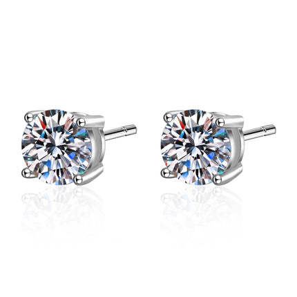 KNOBSPIN 2.0ct Moissanite Earrings for Women Lab Grown Diamond Ear Studs 925 Sterling Silver Fine Jewelry Gift PlatiNum