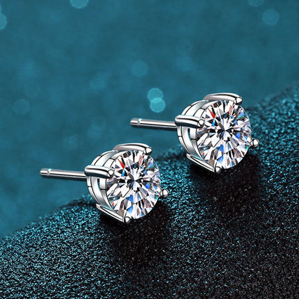 KNOBSPIN 2.0ct Moissanite Earrings for Women Lab Grown Diamond Ear Studs 925 Sterling Silver Fine Jewelry Gift PlatiNum