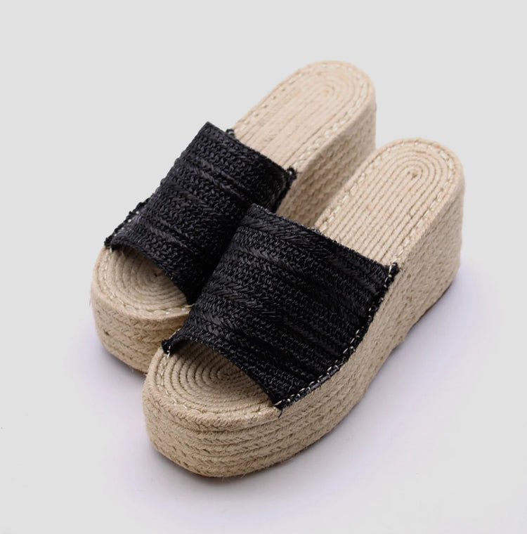 Soraia Shoes Women's Platform Sneakers Open Toe and Open Heel Wedge Sandals Summer High Heel Espadrilles Jute Shoes Summer Fashion Young Fashion PlatiNum