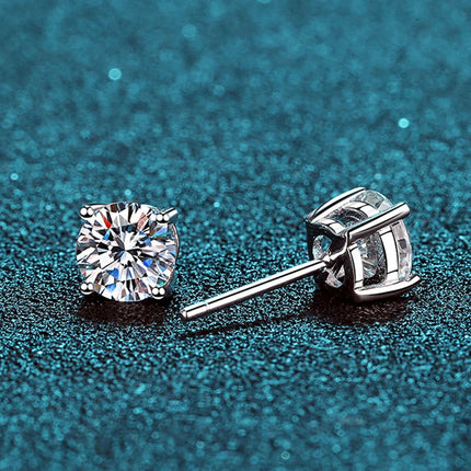KNOBSPIN 2.0ct Moissanite Earrings for Women Lab Grown Diamond Ear Studs 925 Sterling Silver Fine Jewelry Gift PlatiNum