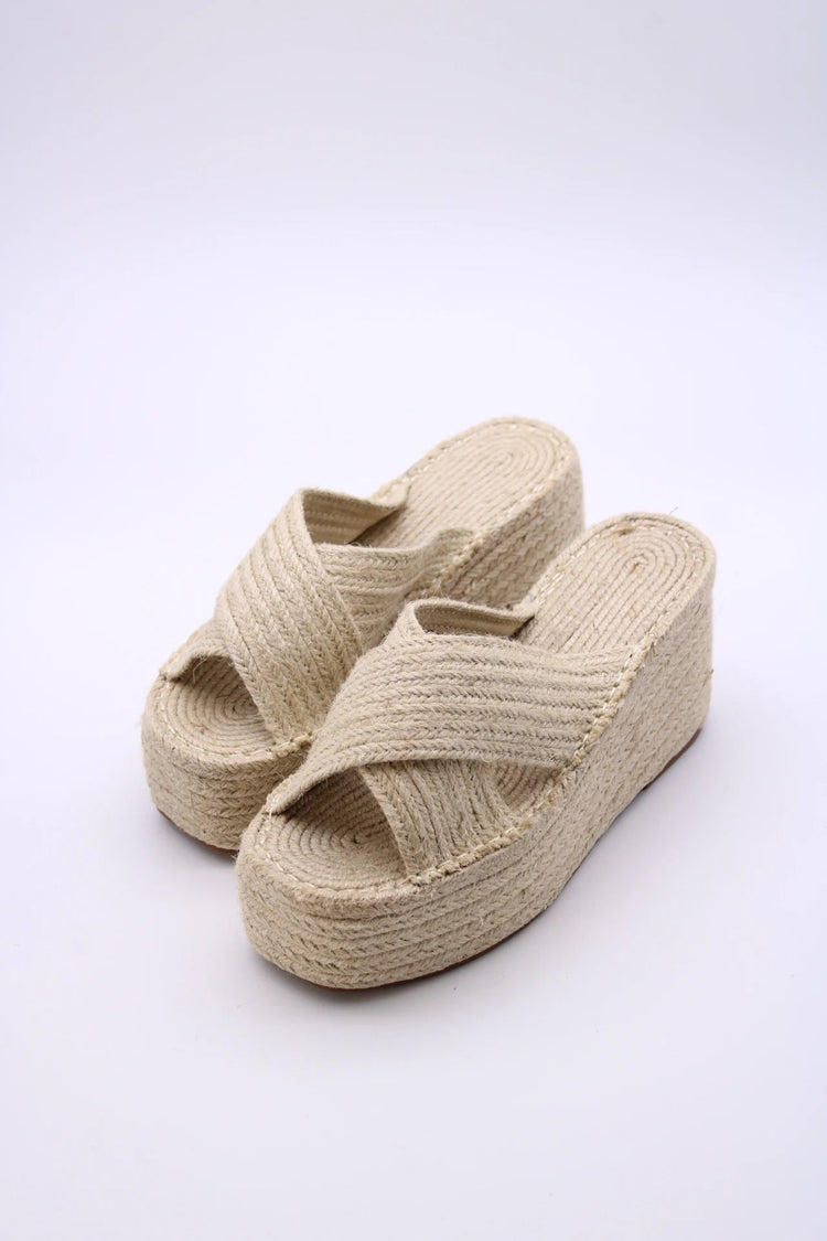 Soraia Shoes Women's Platform Sneakers Open Toe and Open Heel Wedge Sandals Summer High Heel Espadrilles Jute Shoes Summer Fashion Young Fashion PlatiNum
