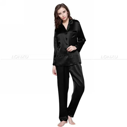 Pigiama da donna in raso di seta Set pigiama da pigiama Set da notte Loungewear S,M, L, XL, 2XL, 3XL Plus Solid _ _ adatto a tutte le stagioni platinumshop
