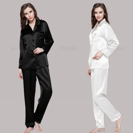 Pigiama da donna in raso di seta Set pigiama da pigiama Set da notte Loungewear S,M, L, XL, 2XL, 3XL Plus Solid _ _ adatto a tutte le stagioni platinumshop