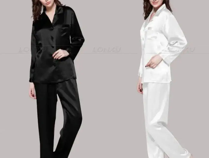Pigiama da donna in raso di seta Set pigiama da pigiama Set da notte Loungewear S,M, L, XL, 2XL, 3XL Plus Solid _ _ adatto a tutte le stagioni platinumshop