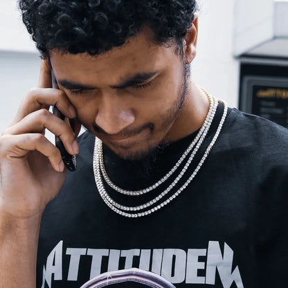 3Mm-5Mm Iced Out Bling 5A Cubic Zirconia1 Fila Collana a catena da tennis Uomo Gioielli Hip Hop 5A Collana da uomo e da donna Trasporto di goccia