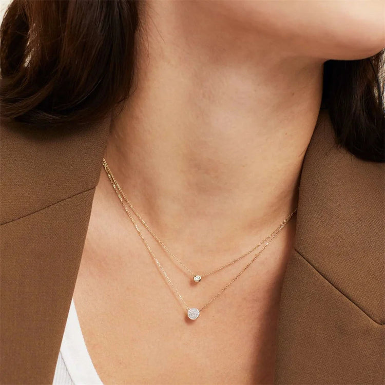 DPLAOPA 925 Sterling Silver Gold Solo trilioni Pave CZ zircone cuscino collana lunga catena pera Choker donne monete di lusso gioielli PlatiNum