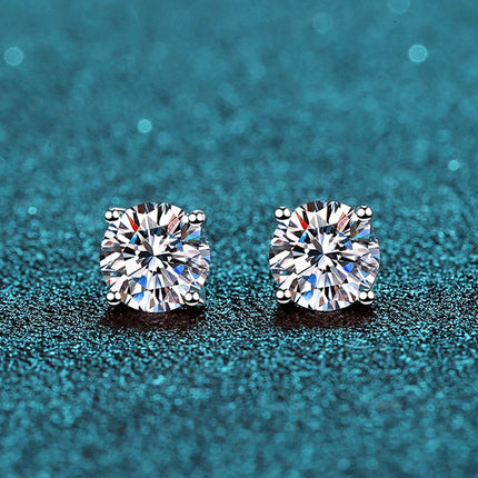 KNOBSPIN 2.0ct Moissanite Earrings for Women Lab Grown Diamond Ear Studs 925 Sterling Silver Fine Jewelry Gift PlatiNum