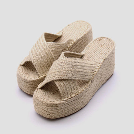 Soraia Shoes Women's Platform Sneakers Open Toe and Open Heel Wedge Sandals Summer High Heel Espadrilles Jute Shoes Summer Fashion Young Fashion PlatiNum
