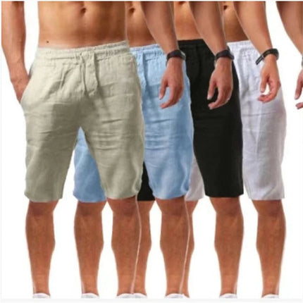 Nuovi uomini primavera tasche Casual pantaloni pantaloncini bottoni corti uomo Bodybuilding pantaloncini da uomo pantaloncini da corsa in lino di cotone bermuda platinumshop