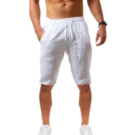 Nuovi uomini primavera tasche Casual pantaloni pantaloncini bottoni corti uomo Bodybuilding pantaloncini da uomo pantaloncini da corsa in lino di cotone bermuda platinumshop