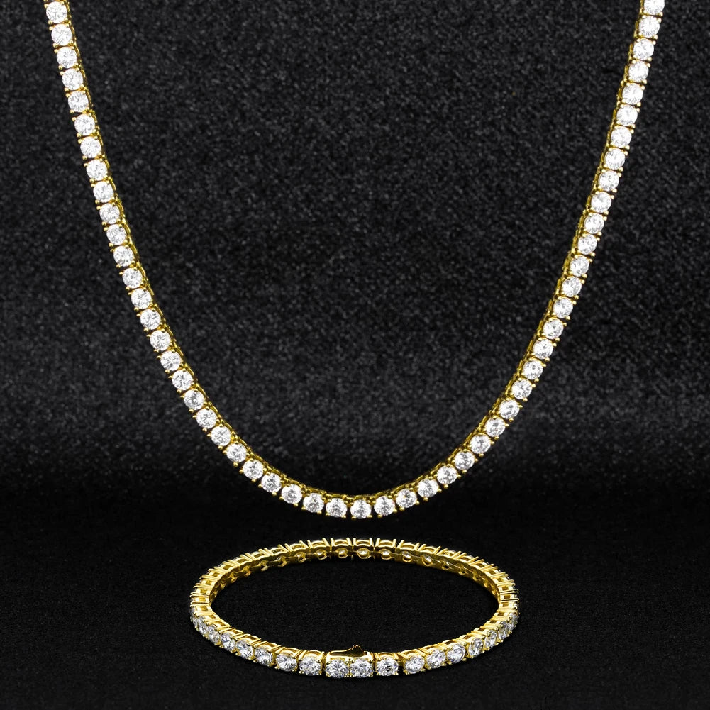 3Mm-5Mm Iced Out Bling 5A Cubic Zirconia1 Fila Collana a catena da tennis Uomo Gioielli Hip Hop 5A Collana da uomo e da donna Trasporto di goccia