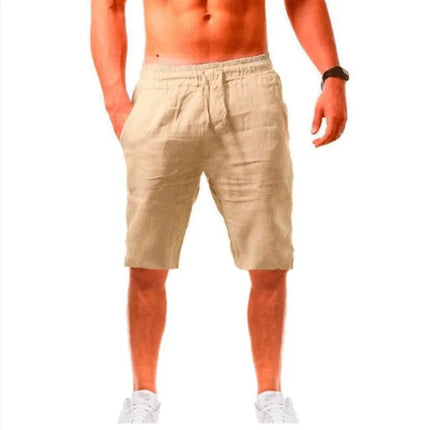 Nuovi uomini primavera tasche Casual pantaloni pantaloncini bottoni corti uomo Bodybuilding pantaloncini da uomo pantaloncini da corsa in lino di cotone bermuda platinumshop