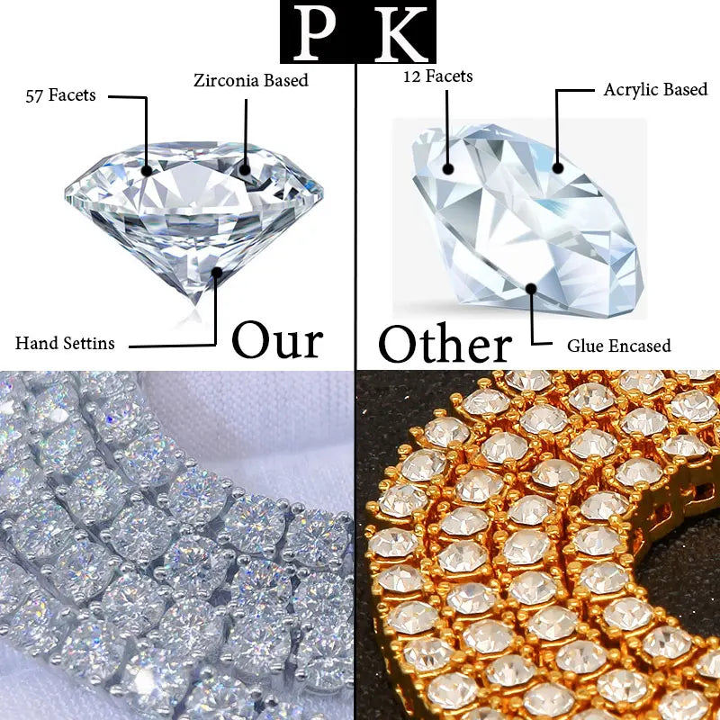 3Mm-5Mm Iced Out Bling 5A Cubic Zirconia1 Fila Collana a catena da tennis Uomo Gioielli Hip Hop 5A Collana da uomo e da donna Trasporto di goccia