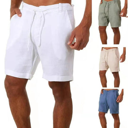 Nuovi uomini primavera tasche Casual pantaloni pantaloncini bottoni corti uomo Bodybuilding pantaloncini da uomo pantaloncini da corsa in lino di cotone bermuda platinumshop