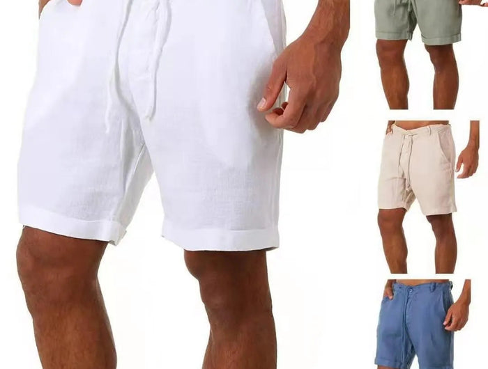 Nuovi uomini primavera tasche Casual pantaloni pantaloncini bottoni corti uomo Bodybuilding pantaloncini da uomo pantaloncini da corsa in lino di cotone bermuda platinumshop