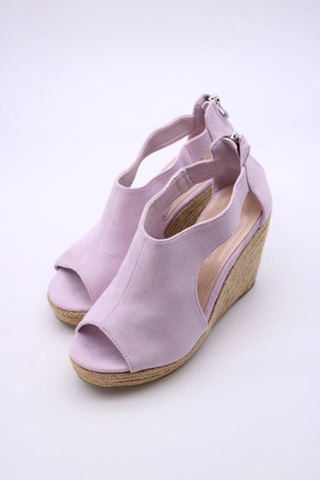 Soraia shoes Women's Suede Sandals with Wedge and zipper on the Heel, zipper Sandals, zipper, Heel and Toe, Young Fashion, Summer. PlatiNum
