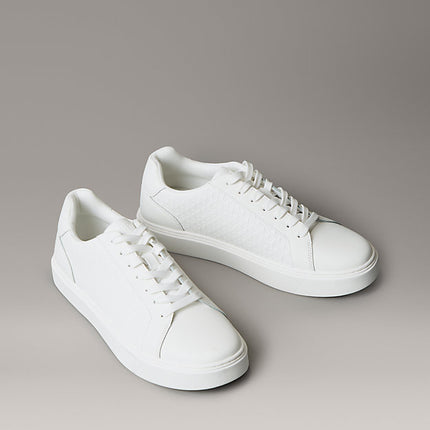 ck baseline - sneakers in pelle con logo triple bright white da uomini calvin klein