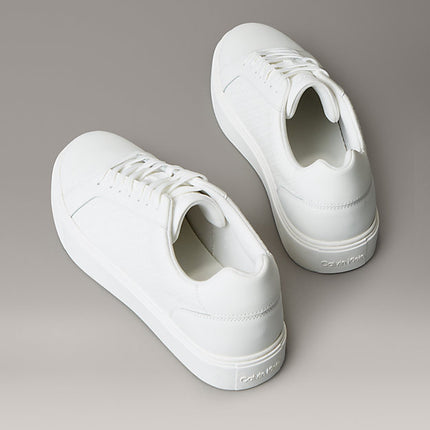 ck baseline - sneakers in pelle con logo triple bright white da uomini calvin klein