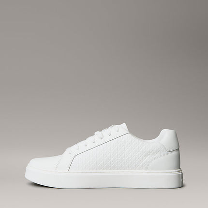 ck baseline - sneakers in pelle con logo triple bright white da uomini calvin klein