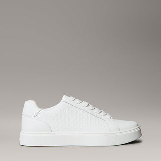 ck baseline - sneakers in pelle con logo triple bright white da uomini calvin klein