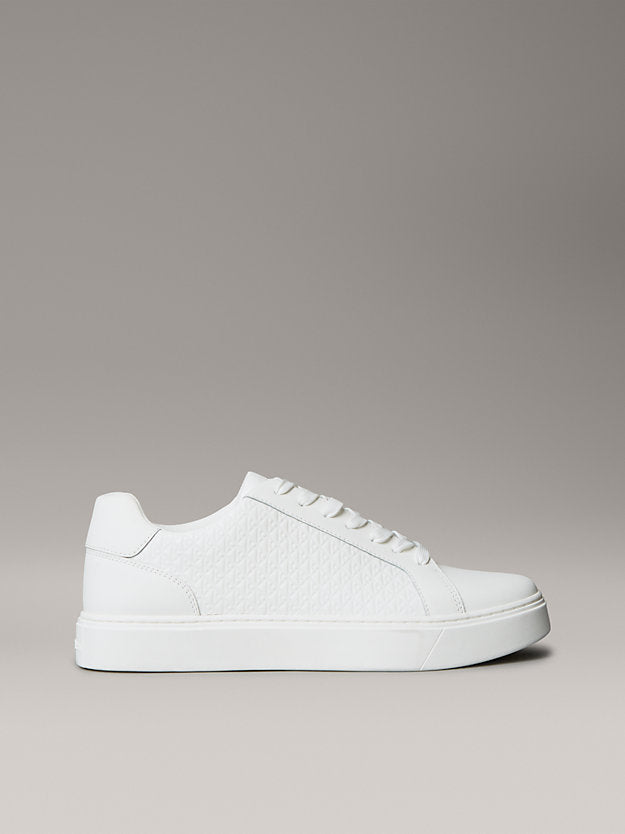 ck baseline - sneakers in pelle con logo triple bright white da uomini calvin klein