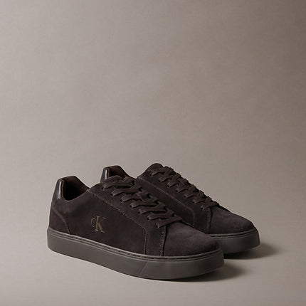 ck baseline - sneakers in camoscio con logo fudge/turkish coffee da uomini calvin klein