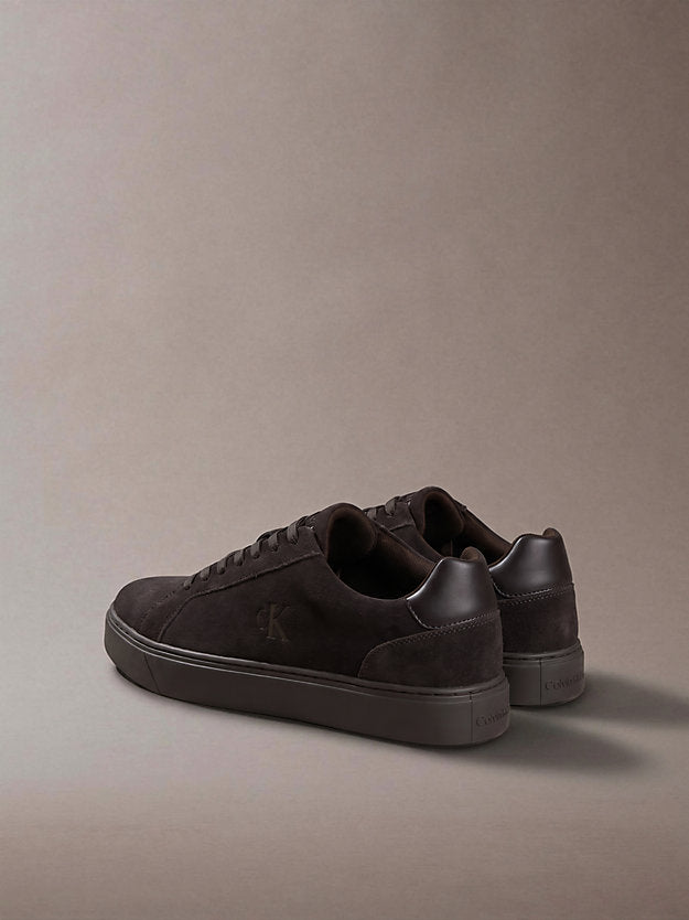ck baseline - sneakers in camoscio con logo fudge/turkish coffee da uomini calvin klein
