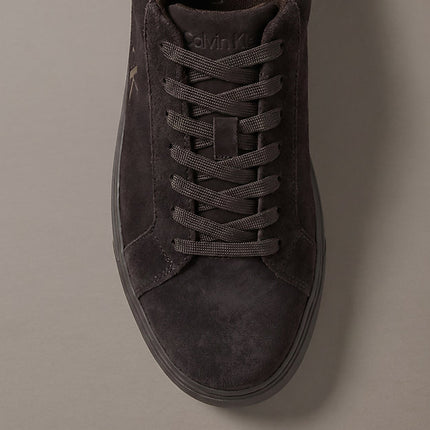 ck baseline - sneakers in camoscio con logo fudge/turkish coffee da uomini calvin klein