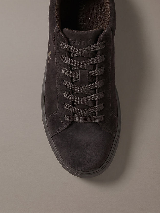 ck baseline - sneakers in camoscio con logo fudge/turkish coffee da uomini calvin klein